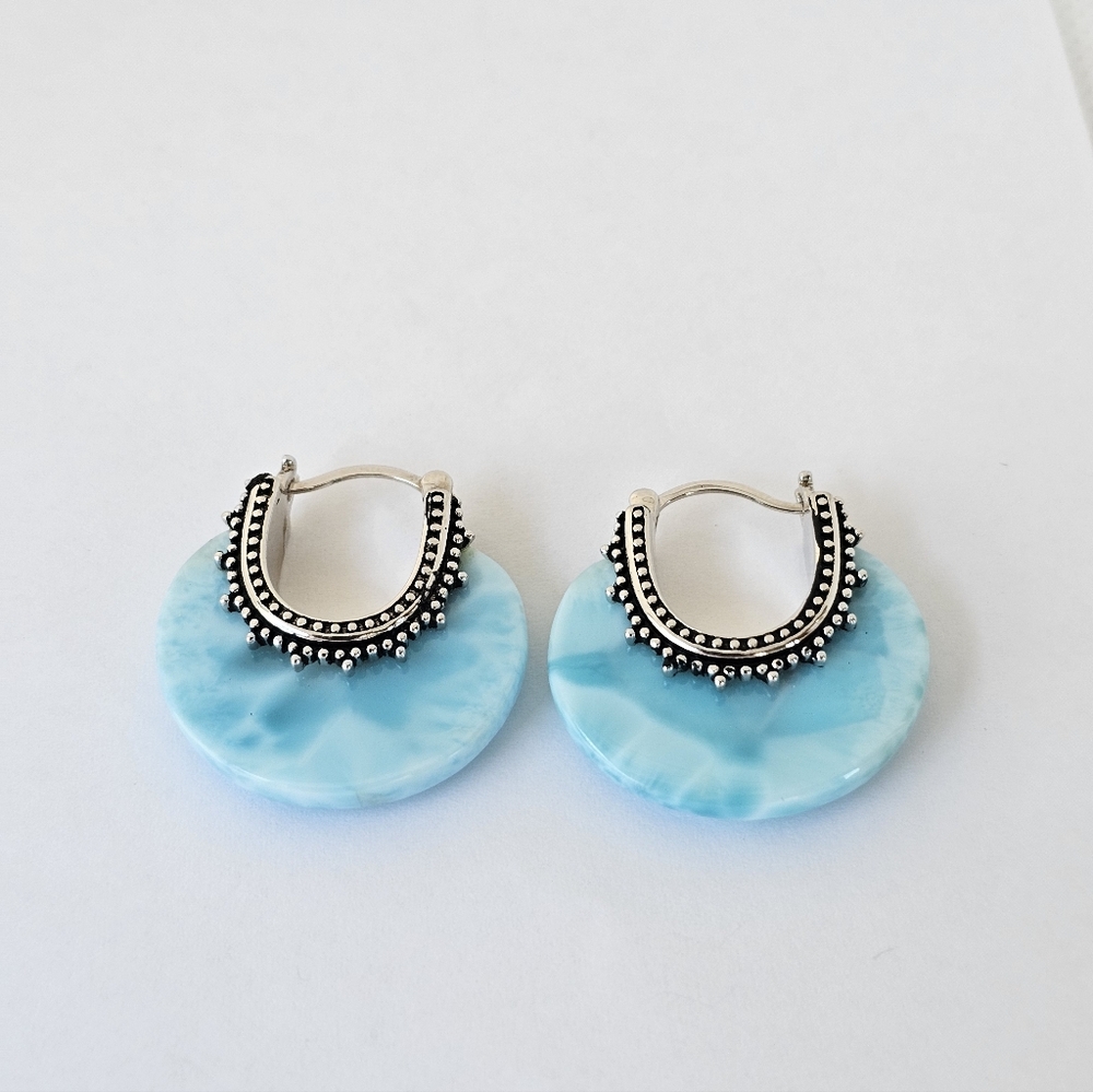 Genuine Dominican Republic Laramar Earrings 925 - Picture 4 of 6